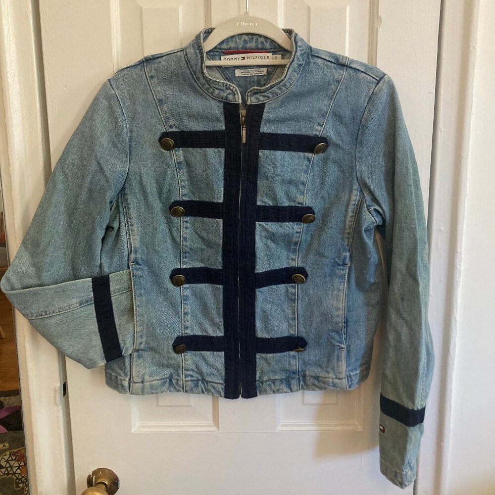 Vintage Denim Military Jacket - Tommy Hilfiger Size M/L